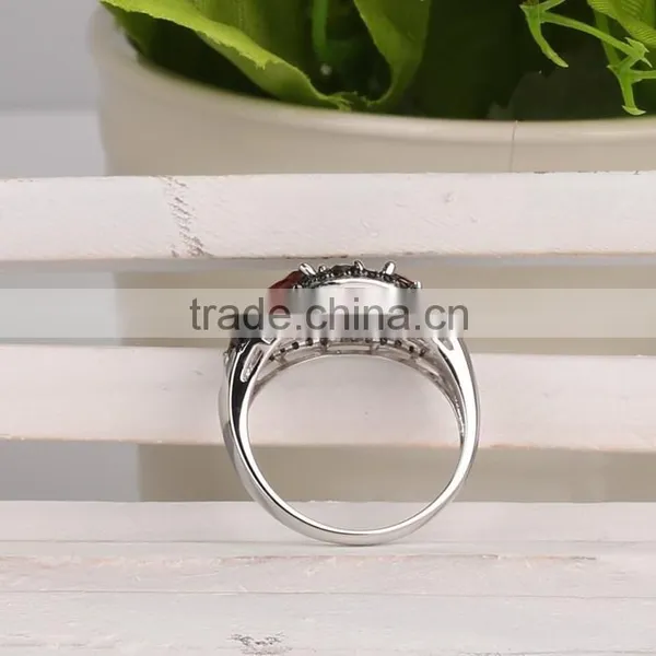 Cheap Price Oval Shape Hand Setting Natural Garnet Black Small Stone 925 Sterling Silver Ring photo-5