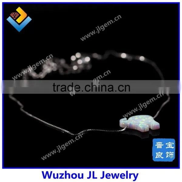 Synthetic White Elephant Opal Gemstone S925 Silver Box Chain Necklace Jewelry photo-2