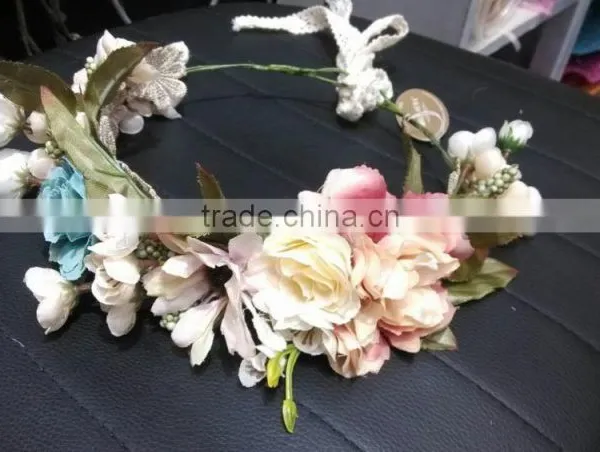 HL018 New Fashion Artificial Tiara Flower Crown Headband for Wedding Garland Bridal Headdress