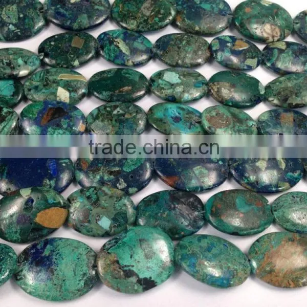 Bulk Wholesale Natural Chrysocolla Oval Cut Flat Gemstone photo-4