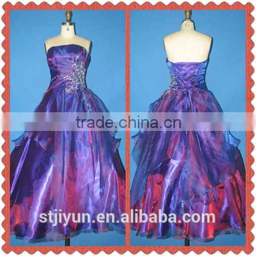China Purple Fashion Wholesale Long Puffy Prom Dresses
