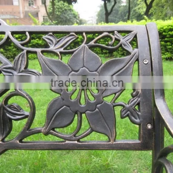 French Style Cast Aluminum Iron Metal Park Bench Garden Chair photo-4