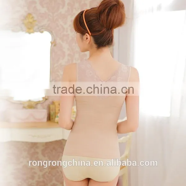 High Quality Lace Design Lady Tank Top Tummy Control V Neck Tank Top photo-5