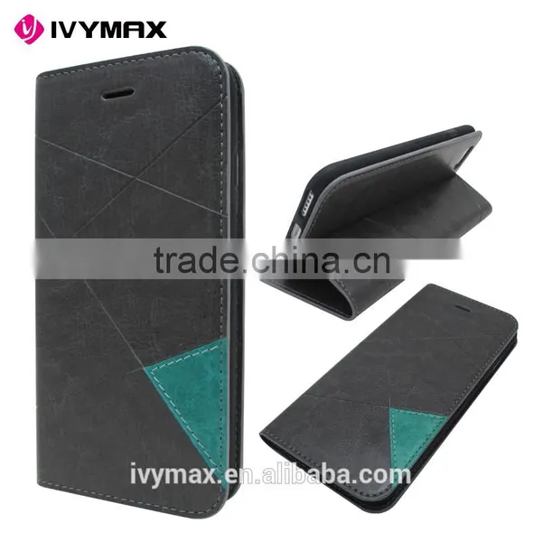 Guangzhou Manufacturer Slim Dual Color Leather Flip Cover Wallet Case for Apple Iphone 6 4.7 Inc With Credit Card Slot photo-4