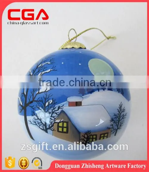 Christmas Decoration Guangdong Factory Produce Painting Glass Ball Popular Design Painting Inside 2016