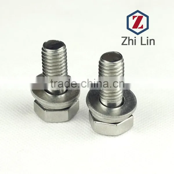 Stainless Steel Hexagon Bolts Flat Washers and Spring Screws Assemblies M8