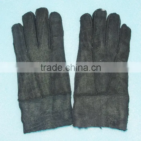 Machine Made Leather Fur Gloves Women/men Double Face Gloves KZ140039 photo-3