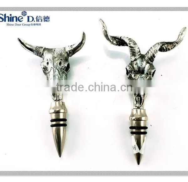 Silver Deer Head Stainless Steel Bottle Wine Stopper Novelty Custom Wine Stopper Quality Choice