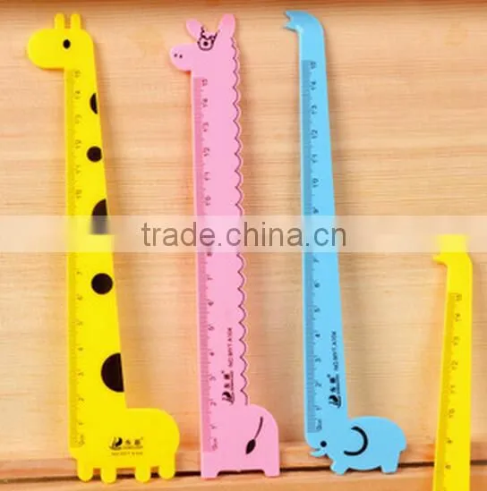 Promotion student gift DIY creative stationery cartoon giraffe animal series shaped Personalized ruler school kids plastic ruler