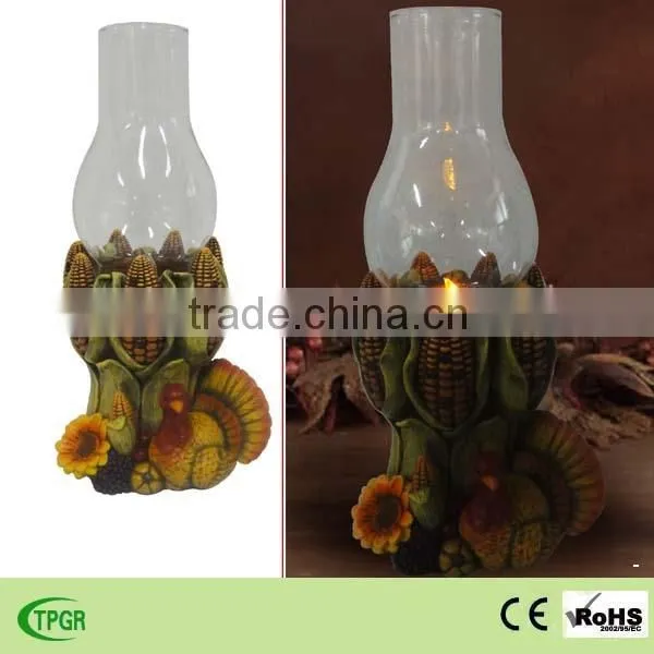 China Manufacturer Autumn Harvest Festival Decoration Polyresin Led Candle Light for Home and Garden Decoration