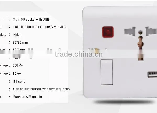 Electrical Multi 3 Pin MF Usb Plug Socket photo-2