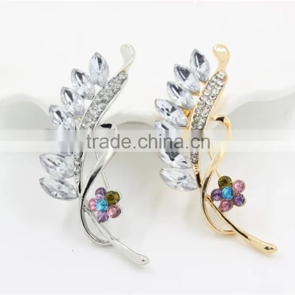 Latest Brooch Flower Design Rhinestone Brooch Pin Gold/silver Fancy Brooch