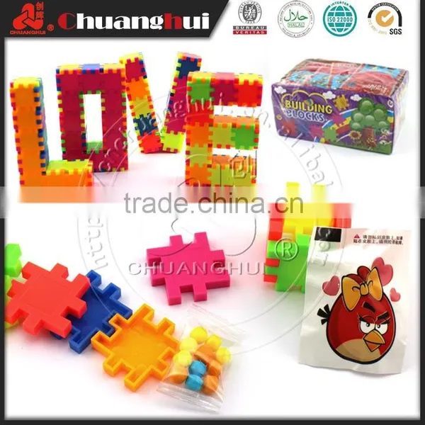 Plastic Building Blocks Cube with Candy Toys