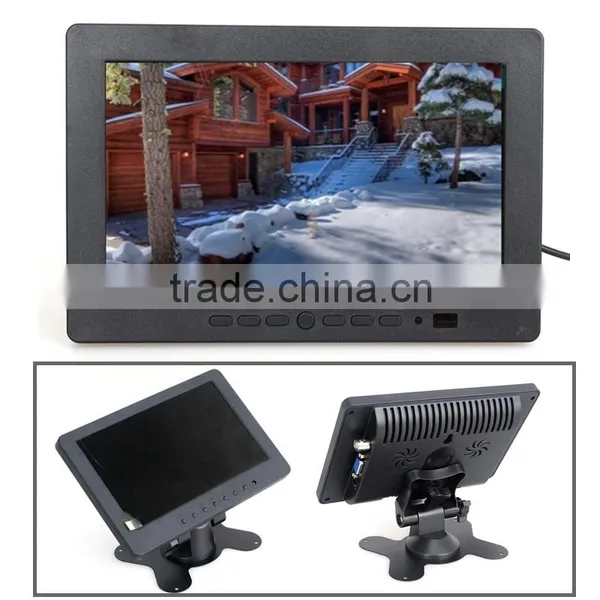 7" TFT LCD Monitor 1024*600 250cd/m VGA BNC Video Audio For PC,CCTV Cam,VCD,DVD