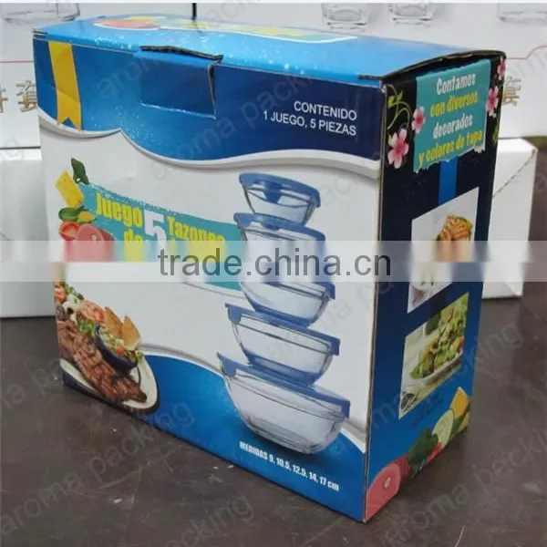 a Set of Five High Quality Glass Bowl in Gift Box, Glass Crisper Mixing Bowl With Color Box photo-2