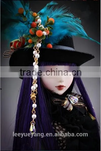Heat Resistant Straight Dark Purple 1/4 Bjd Doll Wigs photo-4