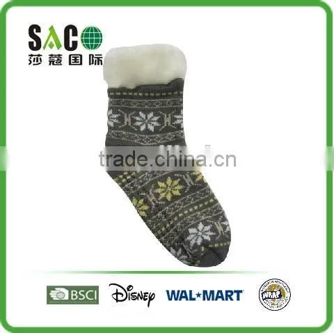 Snow Pattern Acrylic Indoor Shoes Added Fleece Lining photo-2