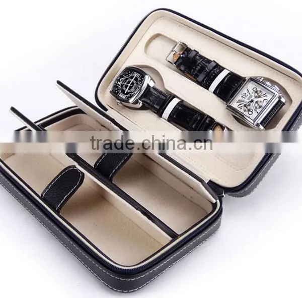 Black Luxury pu Leather Watch Box Personalized Couple Watches Boxes photo-2