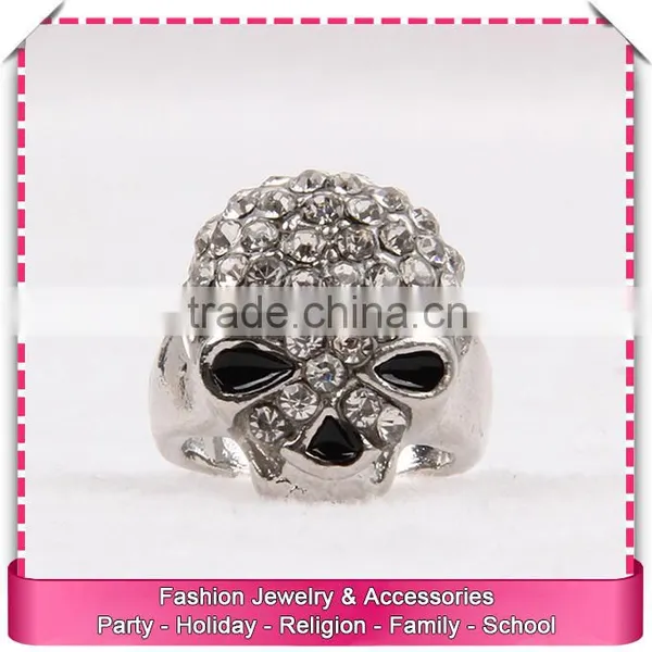 Low Price Mens Silver Rings Wholesale, Mens Skull Ring With Stone photo-2