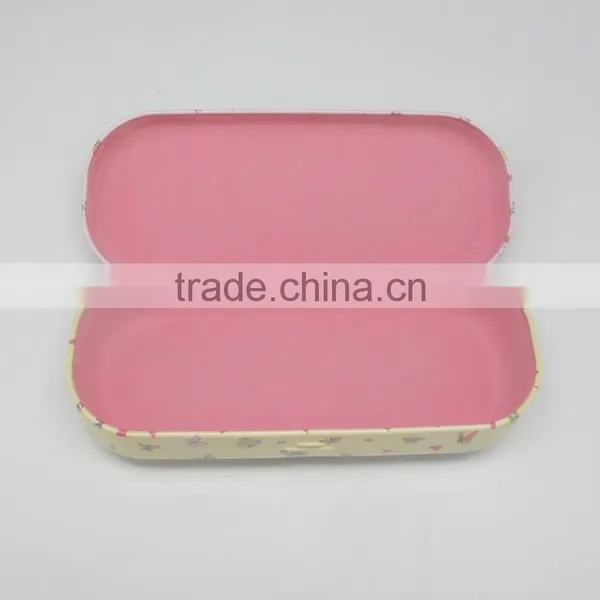 China Hign Quality Oval Shape Hinged Velvet Sponge Inside Folding Glasses Case Wholesale photo-2