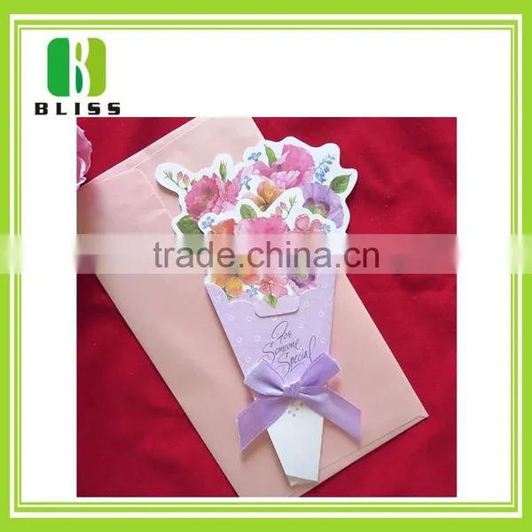 Personalized Holiday Sayings 3d Folding Flower Rose Ribbon Paper Handmade Rose Day Greeting Card photo-2