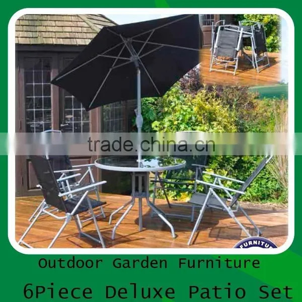 6 Piece Garden Deluxe Patio Furniture With 4 Folding Chairs & 1table & Parasol photo-3