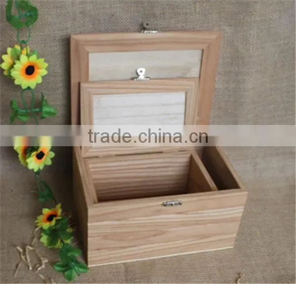 High Quality Natural Unfinished Luxury Wooden Gift Craft Box Wholesale photo-4
