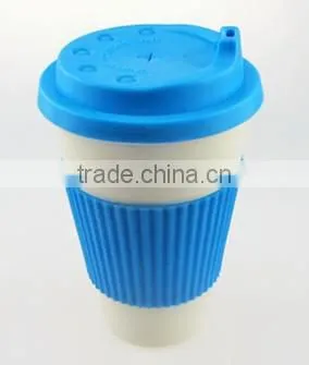 Decal Printing Bamboo Fiber Drinkware Biodegradable Coffee Cup With Silicon Cover photo-4