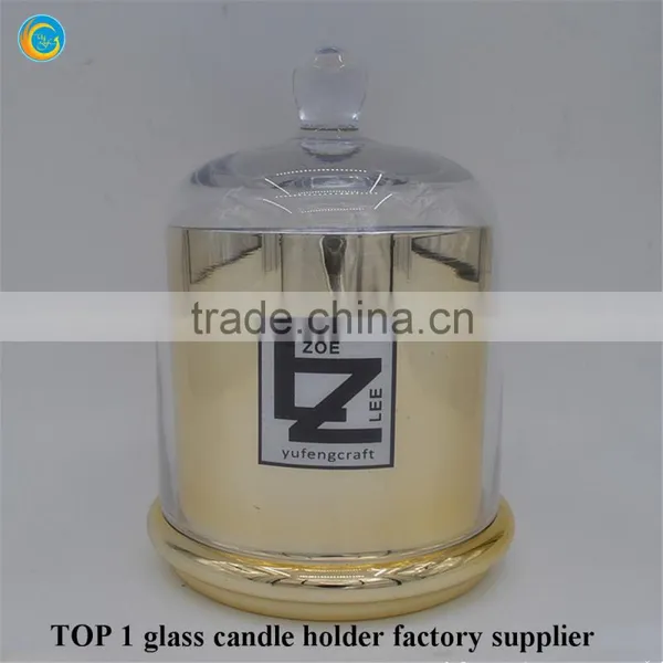 Gold Glass Candlesticks Antique Glass Cloche photo-2