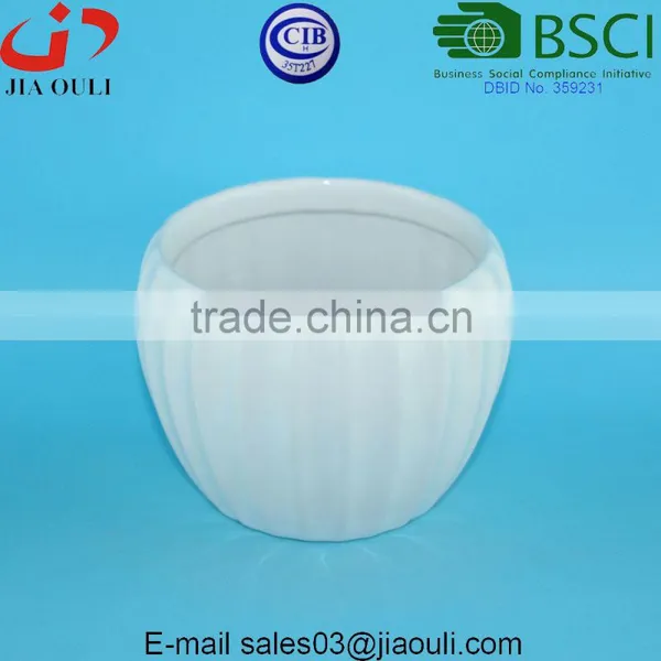 BSCI Audit Factory Cheap Glazed White Ceramic Garden Planter photo-3