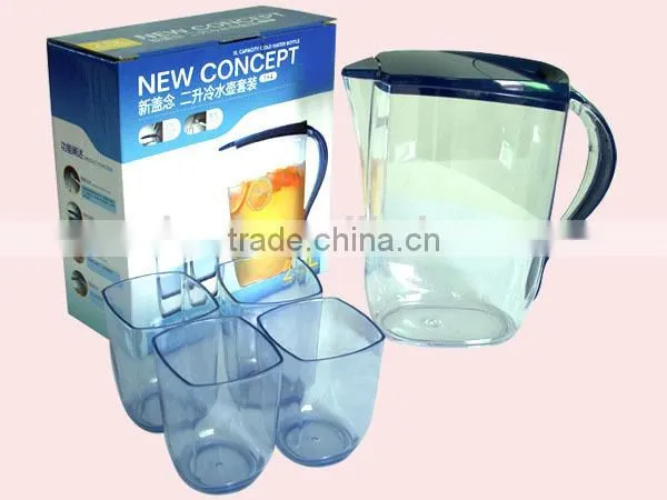 2000ml Clear Fashionable Plastic Cold Water Jug Set With 4 Cups photo-4