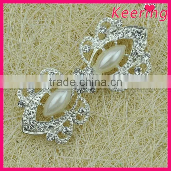 Fashionable Wholesale Crystal Color Pearl Rhinestone Metal Button WBK-1501 photo-3