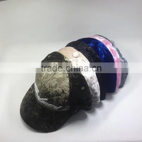 100% Velvet Fabric Baseball Caps Custom Color photo-2