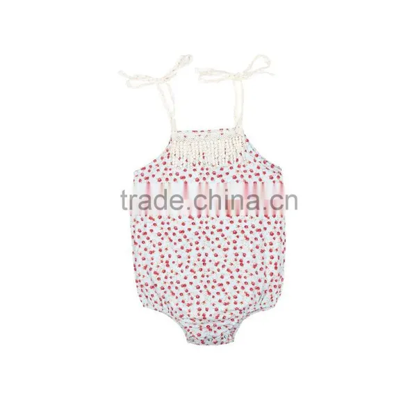 Organic Baby Clothes Baby Products Wholesale Baby Onesie Floral Lace Romper photo-5