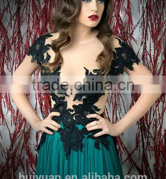High Quality Chiffon Flower High Neck Popular Arab Style Dress photo-3