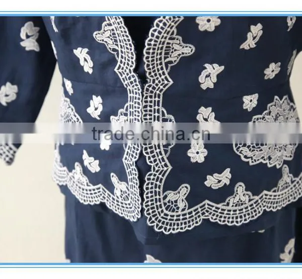 New Design 100% Ramie/linen Embroidery Classic Women Suits With Back Zipper photo-2