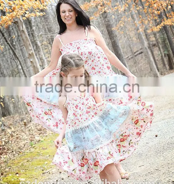 2017 Printed Matching Mother Daughter Clothes Plus Size Maxi Dress photo-5