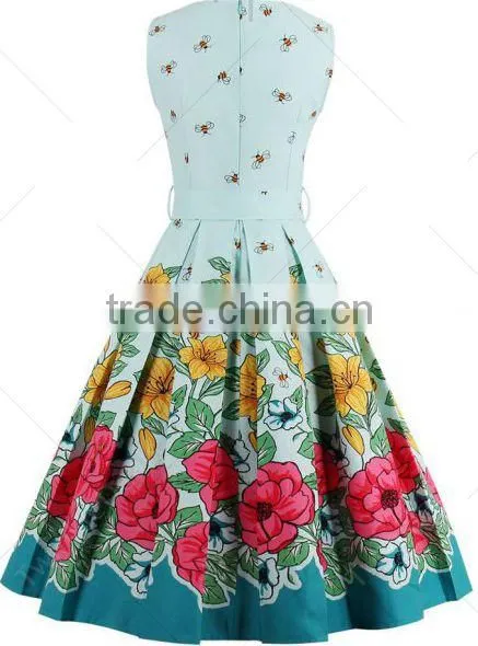 Walson Latest Girl's Midi Floral Print Pin Up Dress photo-2