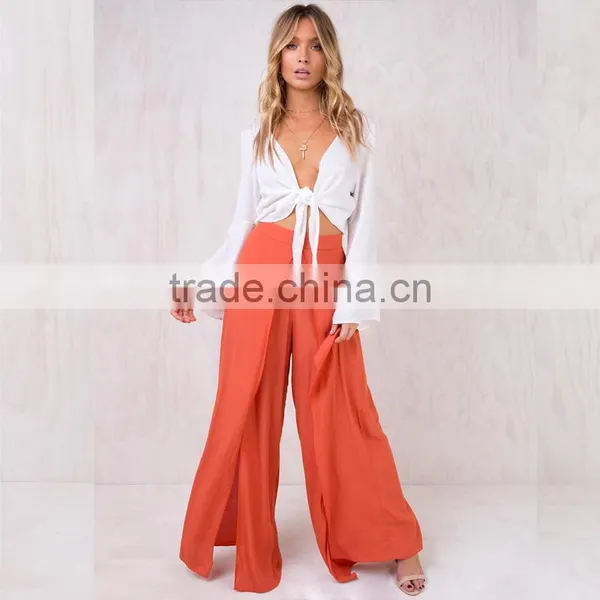 High Rise Split Wide Leg Pants for Women New Fashion Lady's Clothes photo-6