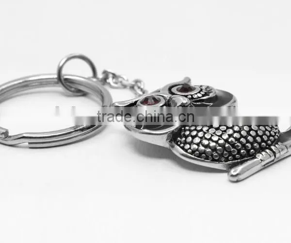 Unique Stainless Steel Animal Night Owl Charm Pendant Key Chain Key Holder Key Ring photo-2