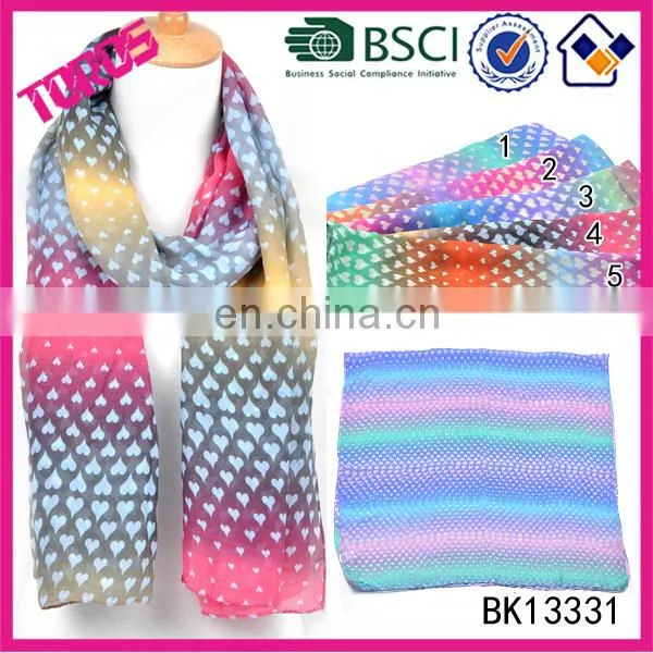 2015 New Arrive Heart Print Wholesale Spring Summer Twill Shawl Fashion Chiffon Scarf photo-5