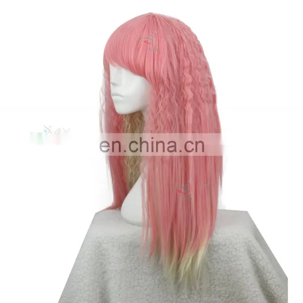Styler Brand Wholesale Long Kinky Curly Pink Synthetic Wig for Cosplay Party photo-3
