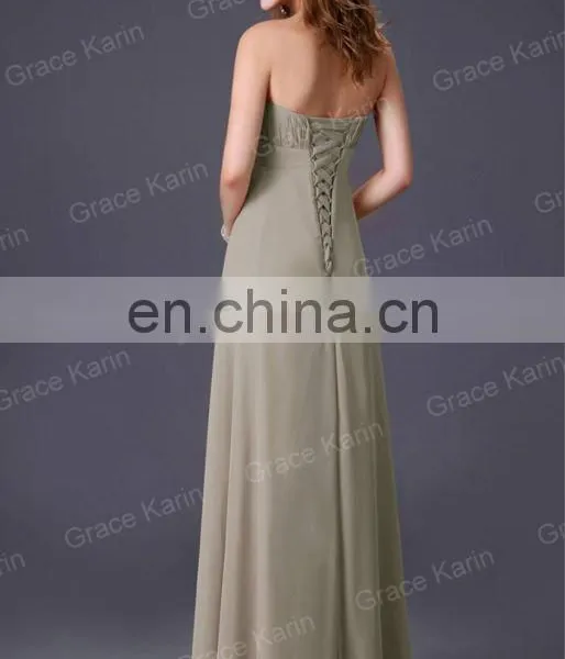 Grace Karin Sexy Strapless Backless Chiffon Long Bridesmaid Dresses CL3133-1 photo-5