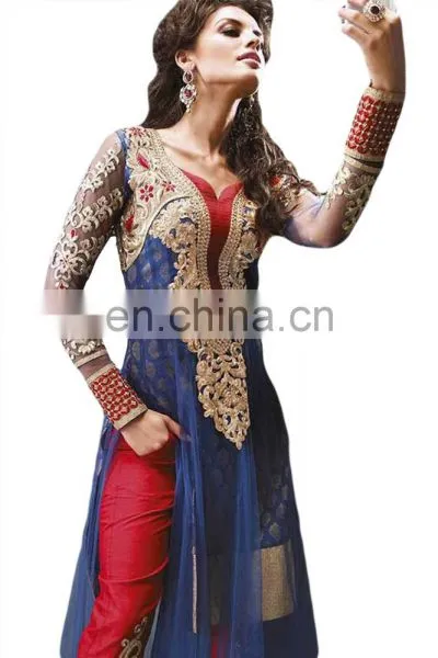 Stylish Party Wear Semi Stitched Georgette Suits With Heavy Embroidery Work 2017 photo-4