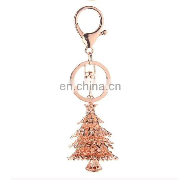 Stock Christmas Trees Rhinestone Metal Promotion Gift Keychain photo-2