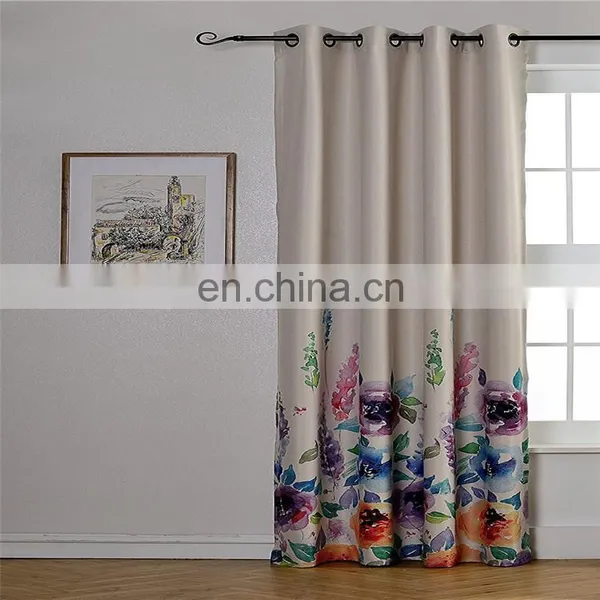 Purple Printed Polyester Blackout Curtains photo-2