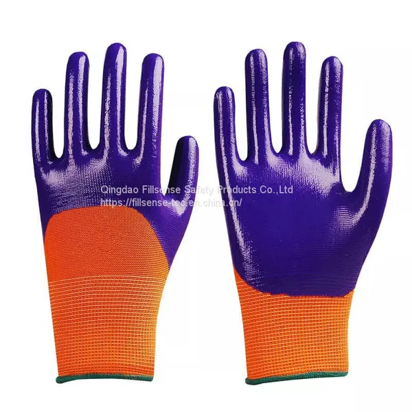 13Gauge Polyester Liner Smooth Nitrile 3/4 Half Coated Work Gloves EN388 photo-2
