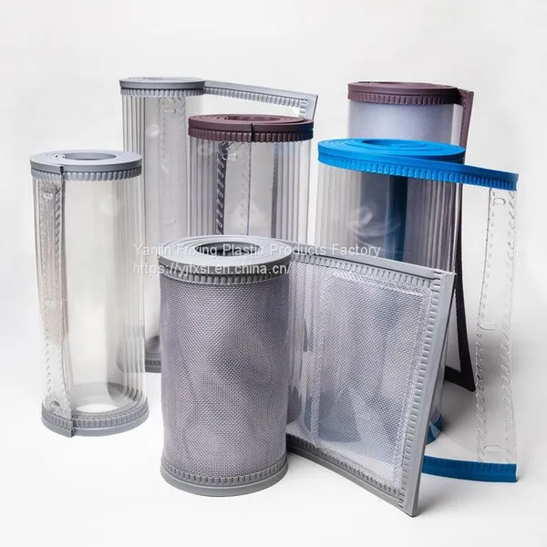 Fuxing 1mm Auto-close Transparent Blue Clear Plastic Magnetic Pvc Strip Curtain Used For Doors Pvc Curtain Strip photo-4