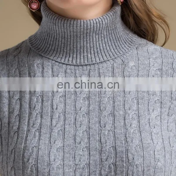 2017 Unique Mature Women In Tight Mongolian Pullover Cashmere Turtleneck Sweater photo-5