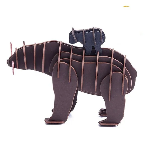 Customized DIY 3D Paper Craft Model Cardboard Animals Bear Puzzle Funny Toys & Kids Gift photo-2